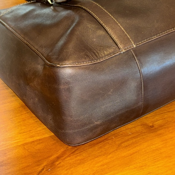 COACH TWO WAY TOTE BAG CHOCOLATE BROWN LEATHER REMOVABLE STRAP SILVER HARDWARE🤎 - Picture 16 of 17